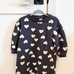 H&M Heart Patterned Sweatshirt Dress